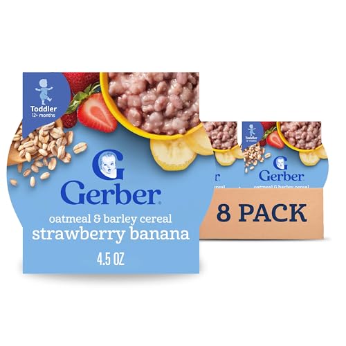 Gerber Toddler Strawberry Banana Oatmeal Barley Cereal, 4.5 Oz, 8 Pack
