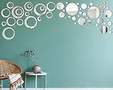 64 Pcs Removable Acrylic Mirror Setting Wall Sticker Adhesive Round Circle Mirror Tiles Decals DIY H