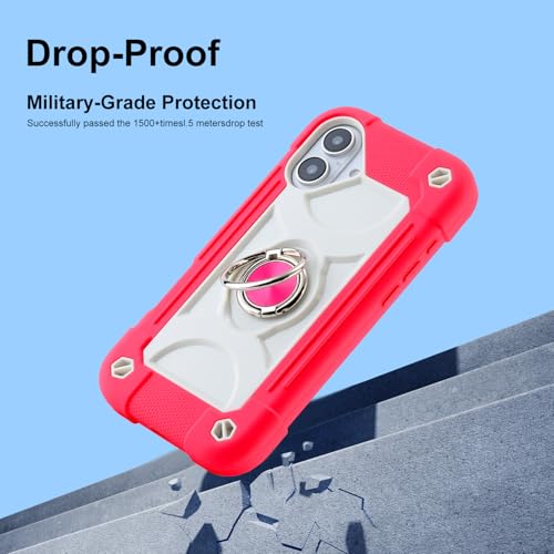 Image of MARKILL Compatible with iPhone Case with Ring Stand, Military Grade Drop Protection Full Body Rugged Heavy Duty Protective Durable Cover iPhone. (Hot Pink, iPhone 16 6.1 inch)