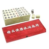 Générique Klassisches Mahjong-Spiel, 144 Teile, tragbare und komplette Fliesen, Mahjong-Spiel mit 2 Würfeln und 4 Racks inklusive – für Erwachsene, Anfänger und Familienspieler zu Hause auf Reisen und