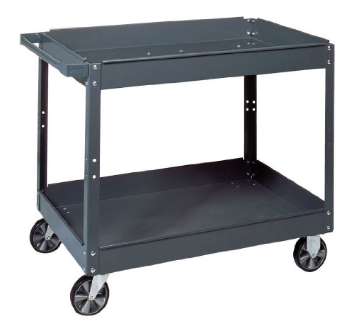 Edsal SC2024 Industrial Gray Commercial Service Cart, Steel, 500lbs Capacity, 24" Width x 32" Height x 36" Depth, 2 Shelves