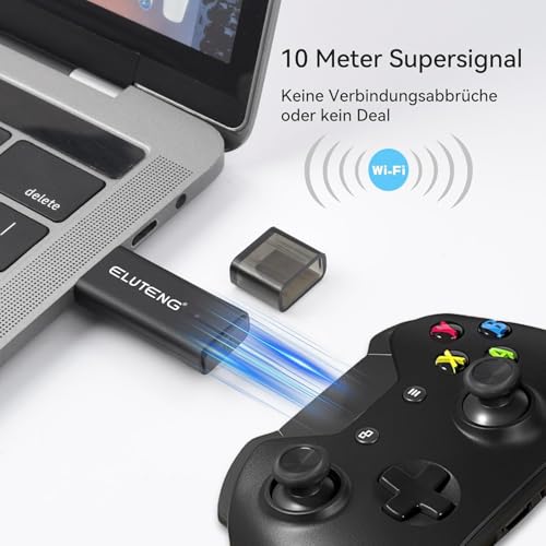 ELUTENG Wireless Adapter für Xbox One/One S/One X/Elite 1/Elite 2 Controller, USB Kabelloser Gaming Receiver Kompatibel mit PC Windows 11/10/8/7