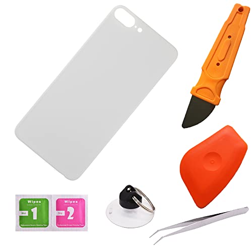 THE TECH DOCTOR Replacement Glass Back Cover Rear Housing for iPhone 8 Plus - Complete with Tools - Professional Repair Kit (White)