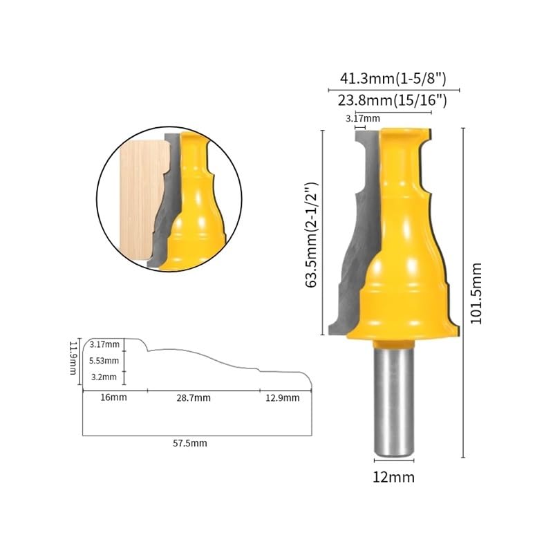 1 pieza 12 MM 12,7 MM vástago puerta y ventana carcasa enrutador broca carpintería fresa for cara de madera(12.7x41.3x63.5)