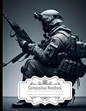 Composition Notebook Wide Ruled: Soldier with AK-47, Falling Angel, Helicopter and War Background, Size 8.5x11 Inches, 120 Pages