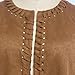 Women's Fringe Vest 70s Hippie Costume Faux Suede Sleeveless Tassel Long Cardigan Jacket Cowgirl Western Tops Halloween Khaki