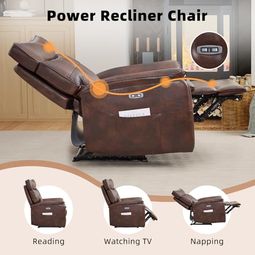 CANMOV Genuine Leather Power Recliner