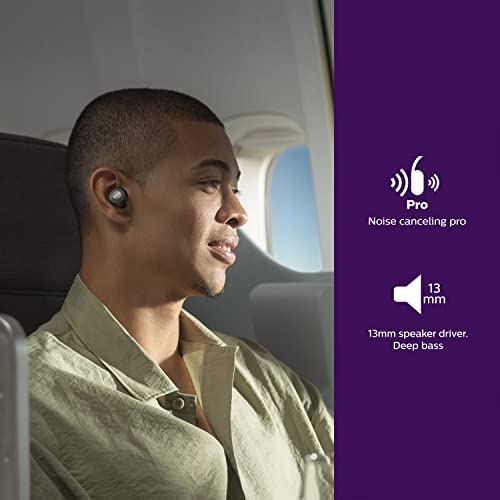 Philips T8505 True Wireless Earbuds, Hybrid Active Noise Canceling (Anc), Bluetooth 5.0 Voice Assistant, Ipx4 Splash Resistant, App Control, Usb-Charging, Wireless Charging Case Included (Tat8505Bk) #TOP1
