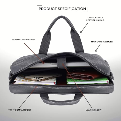 Image of WildHorn Leather Laptop Messenger Bag for Laptop /MacBook up to 15 inch| Padded Laptop Compartment |Office Bag I 365 Days Warranty