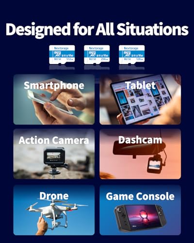 Image of Nextorage Japan 512GB Micro SD Card UHS-II V60 Nikon, GoPro, Olympus, Insta360 4K Video Smartphone Drones Action Camera Max Read Speed 280MB /s Max Write Speed 190MB /s NX-M2SE512G Memory Card