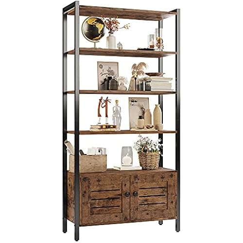 IRONCK Bookcase with Doors and Open Shelves for Home Office and Living Room