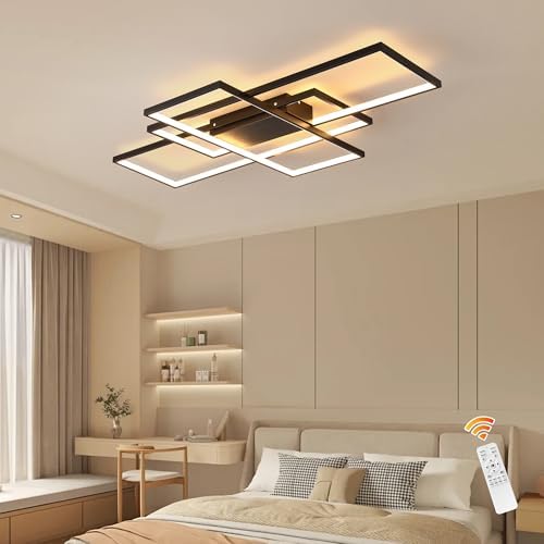 Jaycomey 50W Dimmable LED Ceiling Light, Black Flush Mount with Remote