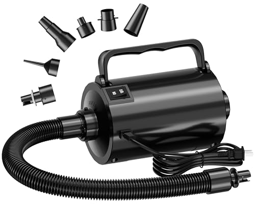 Lotspasie Electric Air Pump with Hose for Inflatables, High Power Inflator Deflator Blow Up Pump with 6 Nozzles, Pool Toy Float Pump for Pool Floats, Air Mattress, Toys, Gym Mat, 320W, 1.5PSI, 120V AC
