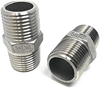 CONCORD 304 Stainless Steel 1/2" NPT to 1/2" NPT Hex Nipple Home Brew. 2 Pack