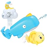 GAMZOO Bath Toys for Toddlers, 3 Pcs Baby Bath Toys - Wind-up Fish Bathtub Set, Spray Water Cloud &...