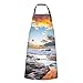 LINGF Sunset Clouds Coast Hawaii Grembiule, Grembiuli da cucina da cucina Grembiule da cucina con bavaglino impermeabile con 2 tasche e cravatte lunghe