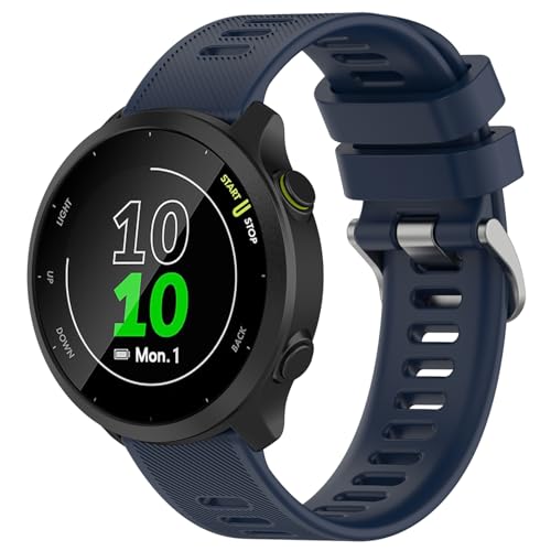 Nacorulu Compatible with Garmin Forerunner 55 Watch Band, 20mm Silicone Replacement Bands for Garmin Vivoactive 3 / Vivoactive 5 / Forerunner 245 / Forerunner 645 Smartwatch. (Navy Blue)