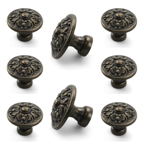 FIOLIRTL Manija De Puerta 8 Piezas Aleación De Zinc Bronce Azul Cajón De Un Solo Orificio Manija Redonda Manija De Puerta De Gabinete A