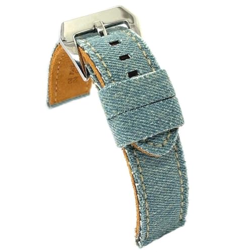 Correa reloj vaquera plana Diloy 390 con forro cuero y acabado deshilachado 22mm