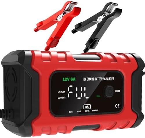 Car Battery Charger 12V Automotive, 6-Amp Fully Automatic Smart Charger, Trickle Charger and Maintainer, Car Battery Repair and Desulfator for Cars Boat Motorcycle Lawn Mower RV ATV SUV Snowmobile