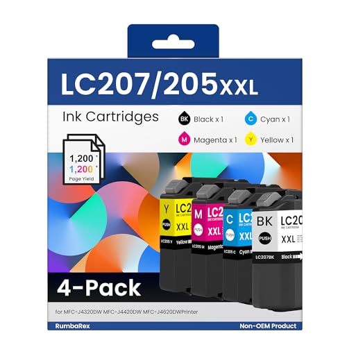 LC205 LC207 XXL Ink Cartridge LC205/207 4-Pack LC207BK LC205C LC205M LC205Y