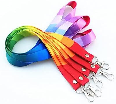 yueton 5pcs Colorful Rainbow Neck Lanyards Straps Strings Cords with Lobster Clasp for ID Tags, Name Card, Business ID Card Holder, Badge Reel - Image 4
