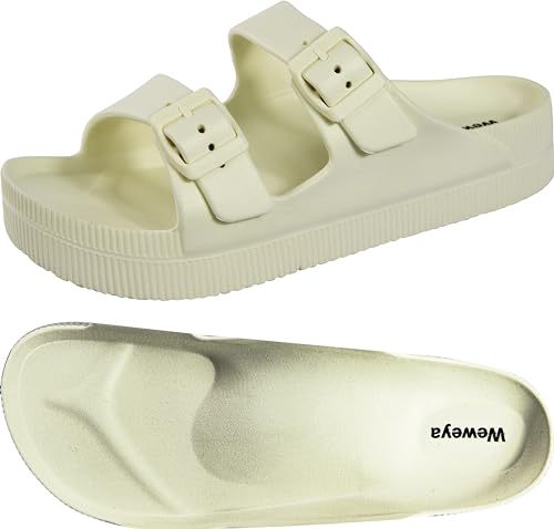 Weweya Women's Arch Support Platform Sandals Beige Size 7