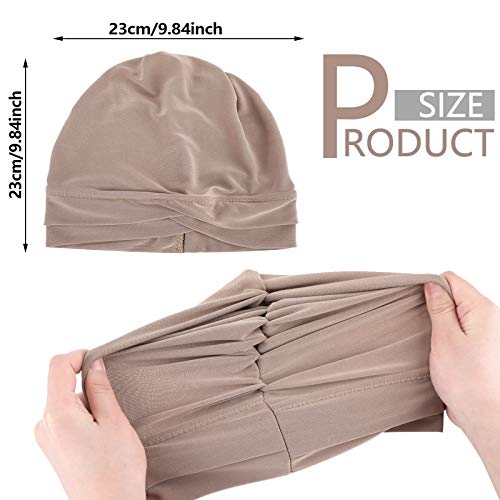 Geyoga 4 Pieces Women Turban Hats Slouchy Sleep Cap Headwrap Headwear(Mint Green,Khaki,White,Light Pink) #TOP2