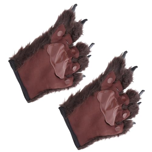 ibasenice Furry Werewolf Claw Gloves Fingerless Style Lightw