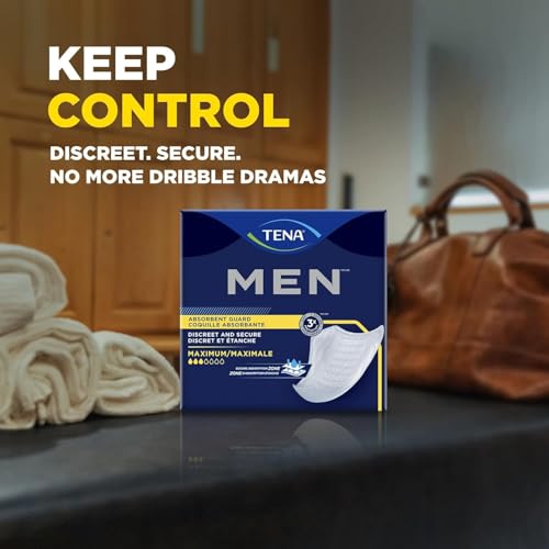 Image of TENA Men Maximum Guard Incontinence Pad for Men, Maximum Absorbency, (60 Total - 3 Packs) | Disposable, Maximum Bladder Control Pad for Adults, Dry-Fast Core, Leakage Protection, Odor Control
