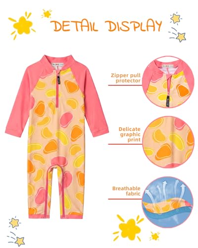 Image of weVSwe Baby Girl Toddler UPF 50+ Rash Guard Swimsuit Sun Protection Beachwear Zipper Bathing Suit 0-3 Years