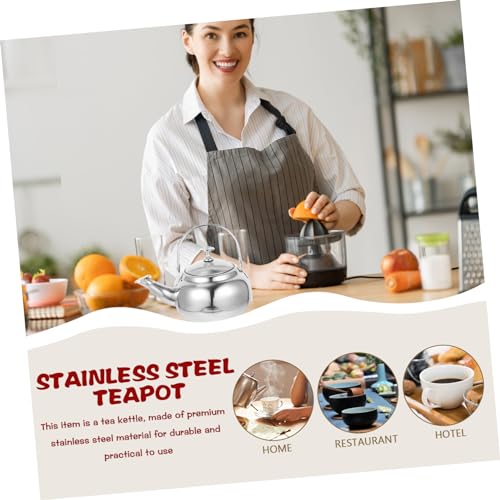 BESTOYARD Stainless Steel Tea Pot with Infuser 14cm Stove Top Teakettle Insulated Loose Tea Kettle Whistle Coffee Server Teapot Hot Water Pot Camping Coffee Kettle - Thumbnail 7