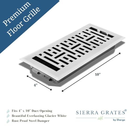 Sierra Grates 4"x10" Metal Floor Register Vent Cover, Metro Design White Finish, Decorative Steel HVAC Air Vent Grille, Durable Heavy Duty Floor Vent for Home, Easy Install, 5 Pack by Sierra Grates - Image 4