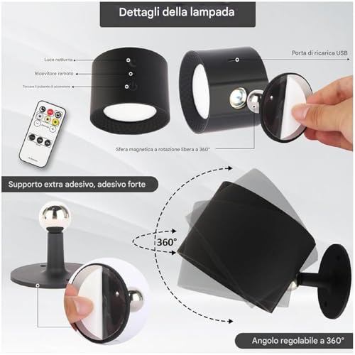 Aplique de pared LED RGB con control remoto y lámpara recargable 5