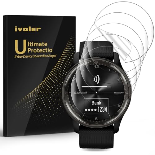 ivoler 6 Piezas Protector de Pantalla para Garmin Venu 3s 41mm / Garmin Vivoactive 6/5 / Huawei Watch 5 42mm, [Cobertura Completa] [líquida Instalar] HD Transparente TPU Suave láminas Protectora