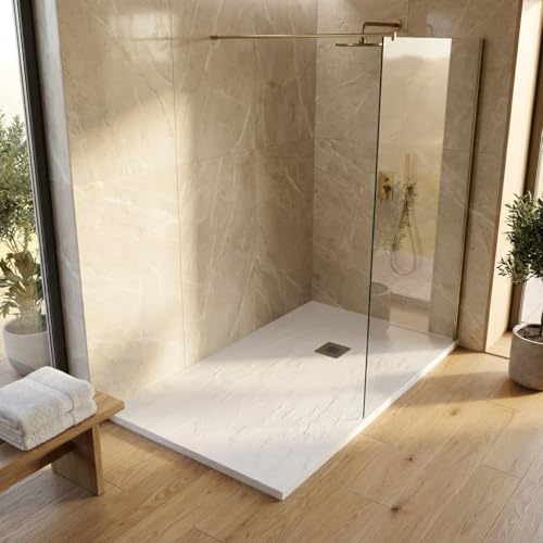 Plato de ducha de resina color blanco 80 x 120 cm con rejilla y desagüe – Showey