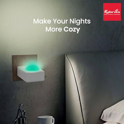 Image of FYBROS Bloom Pro LED Night Lamp | 0.5W | Green Light | Indirect Lighting | 2-Pin Plug | Energy Efficient | Low Power Consumption | Ideal for Bedroom, Kids Room, Hallway | Pack of 1