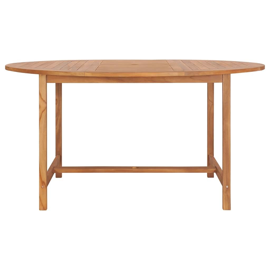 Stół ogrodowy 150 x 76 cm, wykonany z litego drewna tekowego, odporny na warunki atmosferyczne, do ogrodu, na taras, balkon, do jadalni, składany, do użytku na zewnątrz, trwały, okrągły