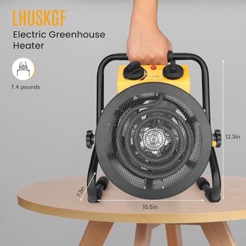 LHUKSGF Greenhouse Heater with Digital Thermostat, Grow Tent Heaters, Overheat Protection, Fast Heating for Green House, Flower Room, Black-Yellow