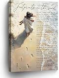 Wufdnvjkn Footprints in the Sand Wall Art Jesus Christian Poster Inspirational Framed Canvas 12x18 In Poem Poster Religious Home Decor