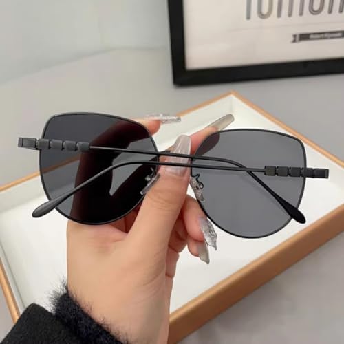 Lunettes de soleil œil de chat en métal au design géométrique chic - 5