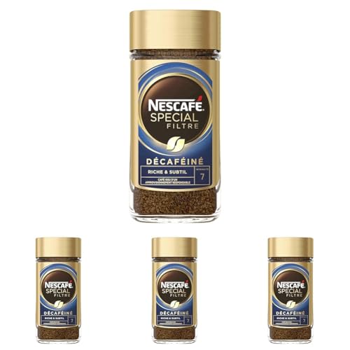 Nescafé SPECIAL FILTRE Décaféiné, Café Soluble, Flacon de 200g (Lot de 4)
