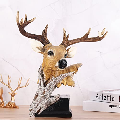 Deer Head Sculpture Desk Decor Elk Head Statue Sculpture,Living Room Bedroom Gallery Decor Rustic Lodge Or Hunting Cabin Decor Wildlife Art Display Centerpiece As Gifts For Deer Hunter (Primary Color) #TOP6