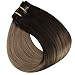 Full Shine Balayage Clip in Hair Extensions Dark Brown to Medium Brown Mix Ash Blonde Real Hair Clip in Extensions Human Hair Brown Ombre Straight 20 Inch 7 Pcs 120g
