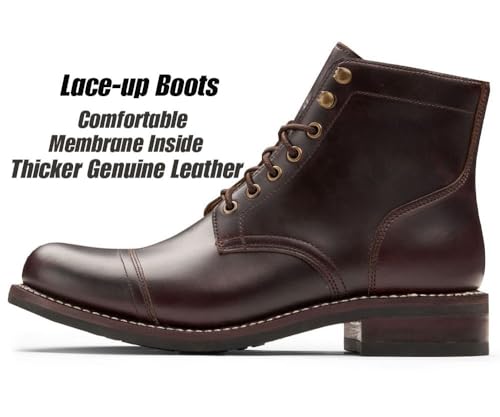 SUREWAY 6" Men's Lace-up Ankle Boots - Cap Toe, Captain Genuine Leather Lace up Chukka Boots for Men,Classic Comfort Oxford Style Footwear2