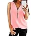 Produktbild Kobay 9 Farben Damen Reißverschluss Ärmellos Lässige Weste Top Bluse Sommer lose T-Shirts(XX-Large,Rosa )