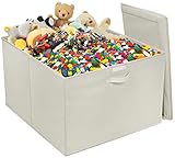 Sorbus Square Toy Chest with Flip-Top Lid, Kids Collapsible Storage for Nursery, Playroom, Closet, Home Organization, Large (Beige)