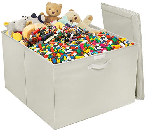 Sorbus Square Toy Chest with Flip-Top Lid, Kids Collapsible Storage for Nursery, Playroom, Closet, Home Organization, Large (Square Chest - Beige)