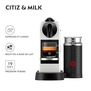 De'Longhi Nespresso CitiZ & Milk EN267.WAE, Machine à Café en Capsules avec Mousseur de Lait, Machine à Café pour une Tasse, Cappuccino, 19 Bars, 2 Tailles de Tasses, Ensemble D'Accueil Inclus, Blanc