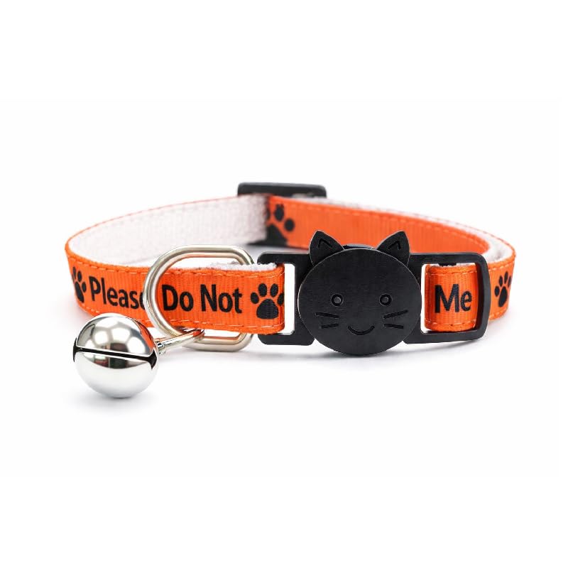 Kitten Collars with Bell – Please Do Not Feed Me, I Am Microchipped | Safe Quick Release Breakaway Buckle | Zacal Cat Collars (Orange, Please Do Not Feed Me) — image 1